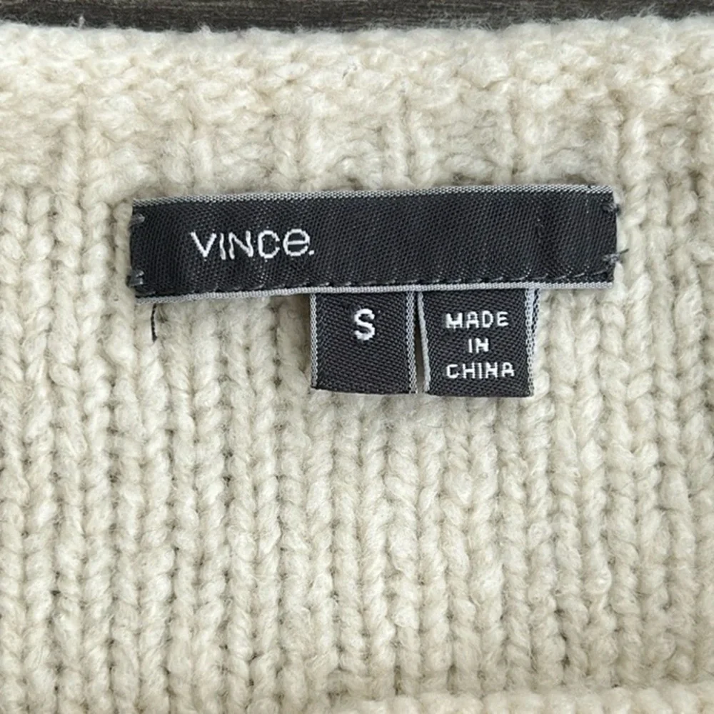 VINCE Wool Blend Sweater Size Small Relaxed Fit Neutral Silk Cashmere Minimalist